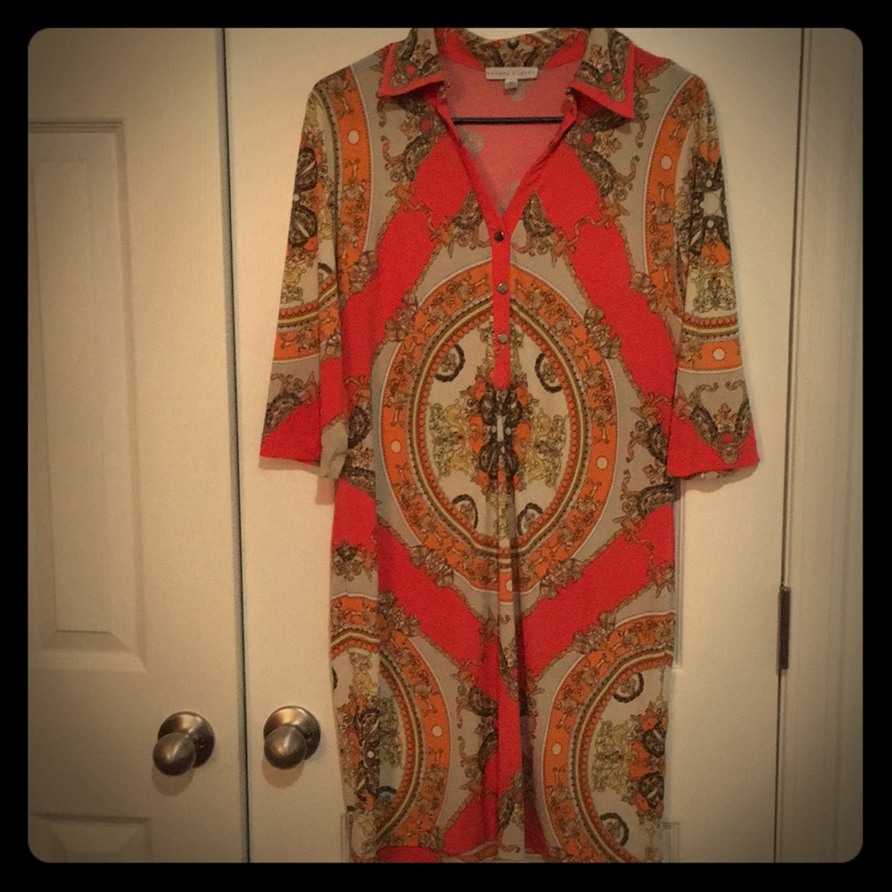 Sandra Darren Shirt Dress Coral